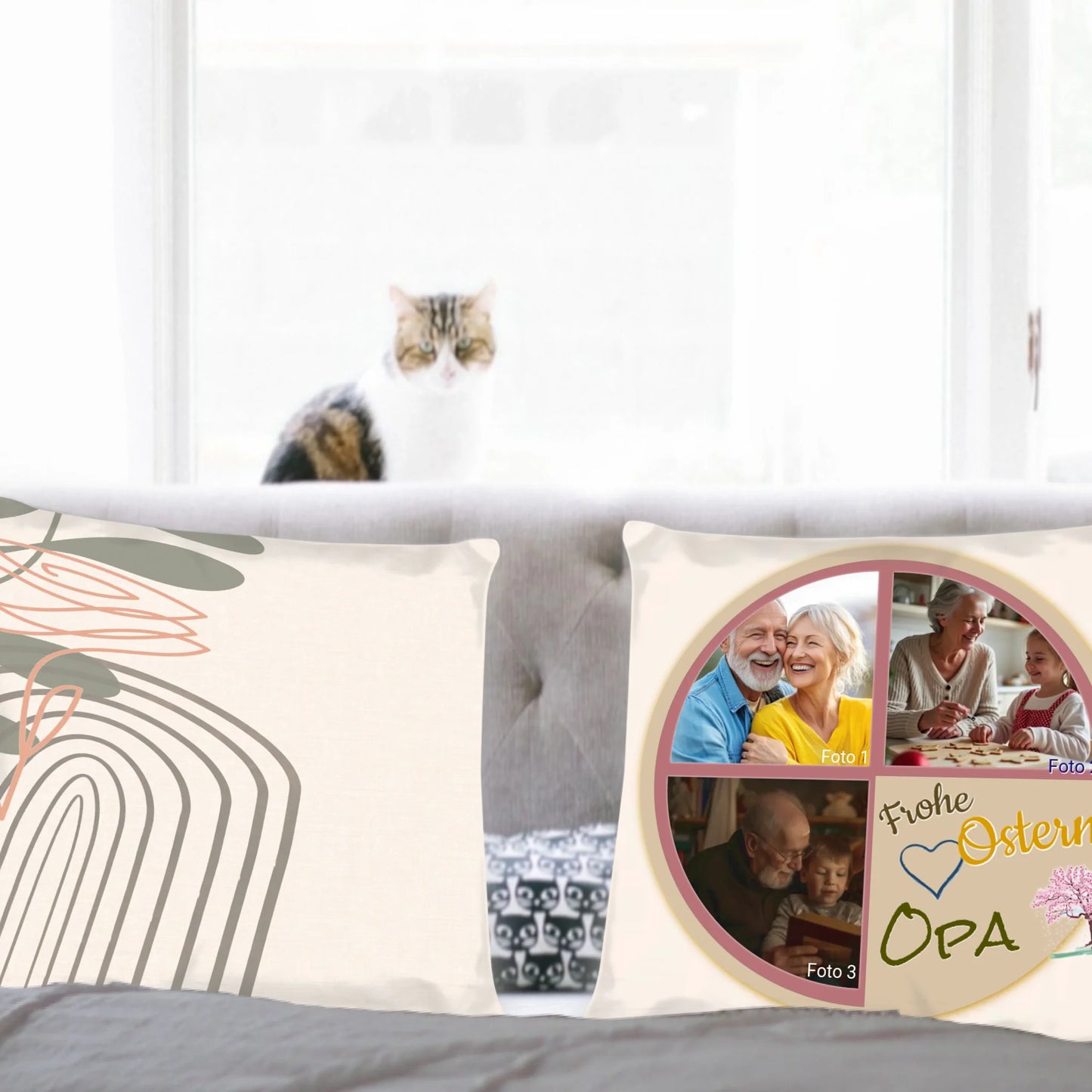 osterkissen-40x40-für-opa-personalisiertes-geschenk-mit-collage-vorderseite-und-rueckseite-auf-couch