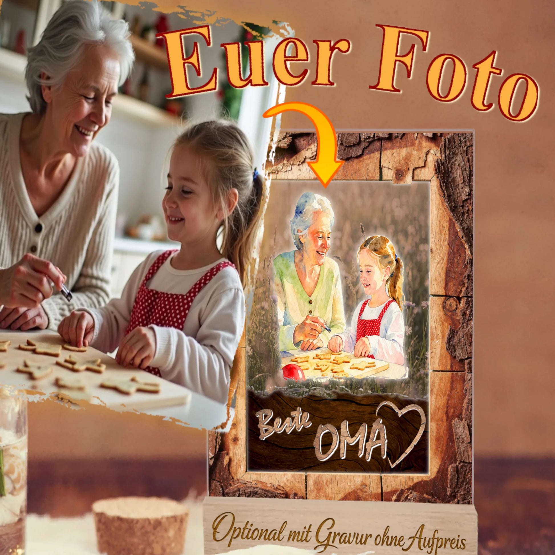 persönliches-geschenk-für-oma-acrylglas-mit-standfuß-und-aquarell-bild-aus-hochgeladenem-foto-rahmen-motiv-in-holzoptik