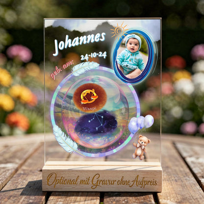 fotogeschenk-frischgebackene-mama-acrylglas-aufsteller-mit-foto-name-datum-und-sternzeichen