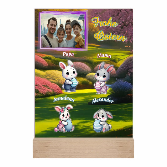 fotoaufsteller-acrylglas-frohe-ostern-personalisiert-mit-osterhasen-familie-mit-namen