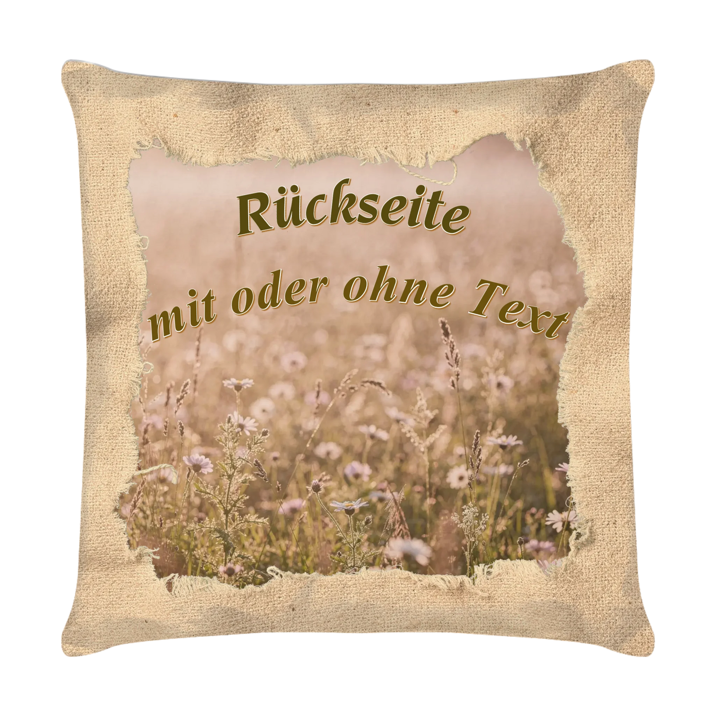kissen-40x40-cm-rueckseite-personalisiert-mit-text-in-zwei-zeilen-rand-in-leinen-optik-hintergrund-dezente-blumenwiese