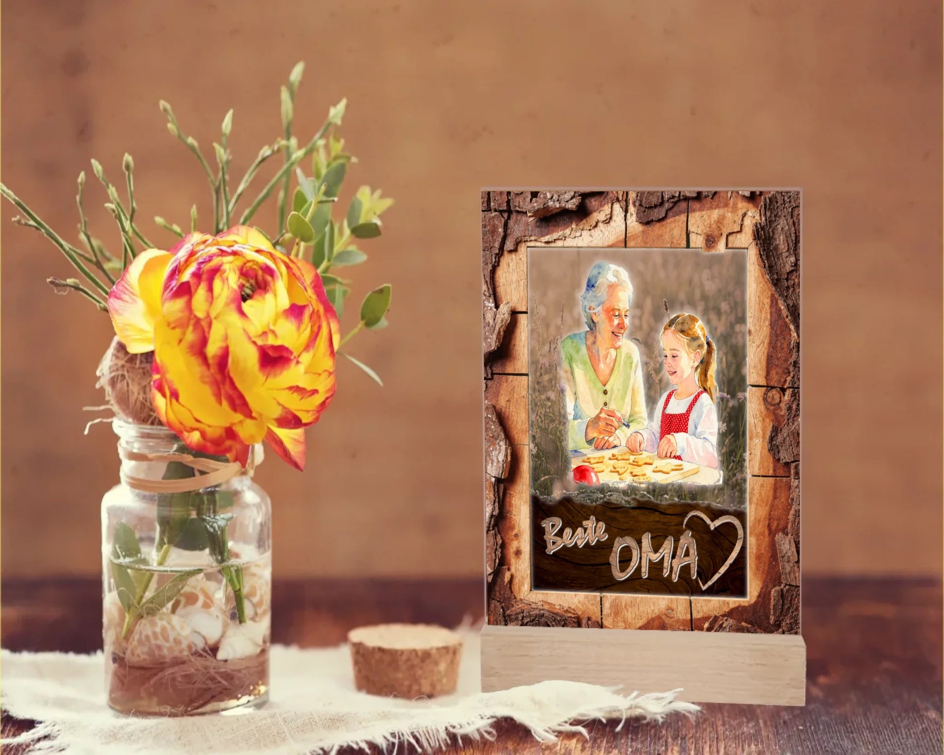 acrylglas-beste-oma-personalisiert-mit-generiertem-aqurell-bild-aus-eigenem-foto-und-rahmen-in-holzoptik
