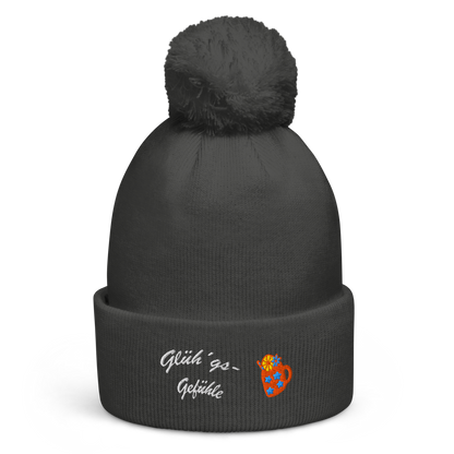 bestickte-beanie-grau-mit-bund-und-bommel-motiv-gluehweintasse-und-schriftzug-gluehgs-gefuehle