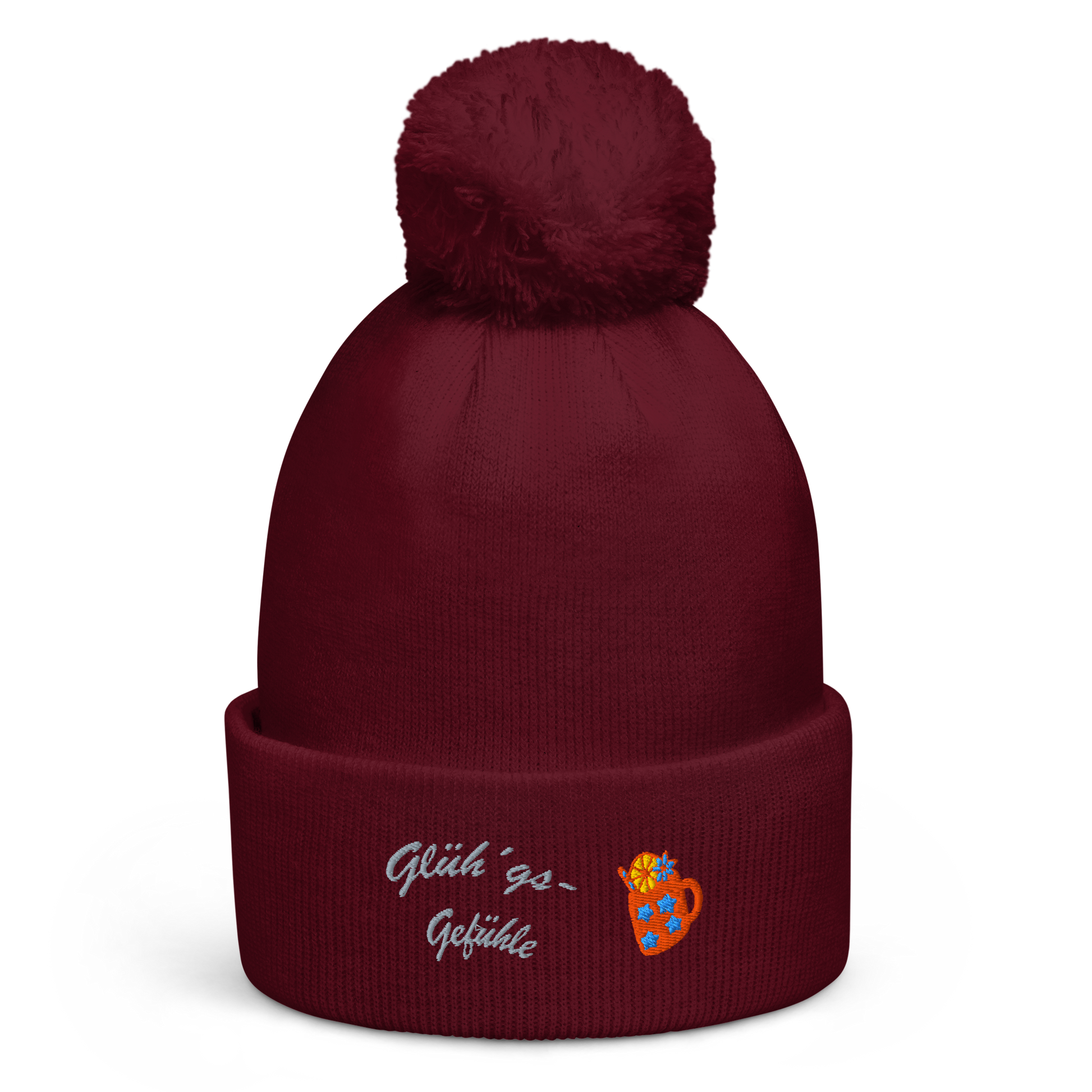 bestickte-beanie-weinrot-mit-bund-und-bommel-motiv-gluehweintasse-und-schriftzug-gluehgs-gefuehle