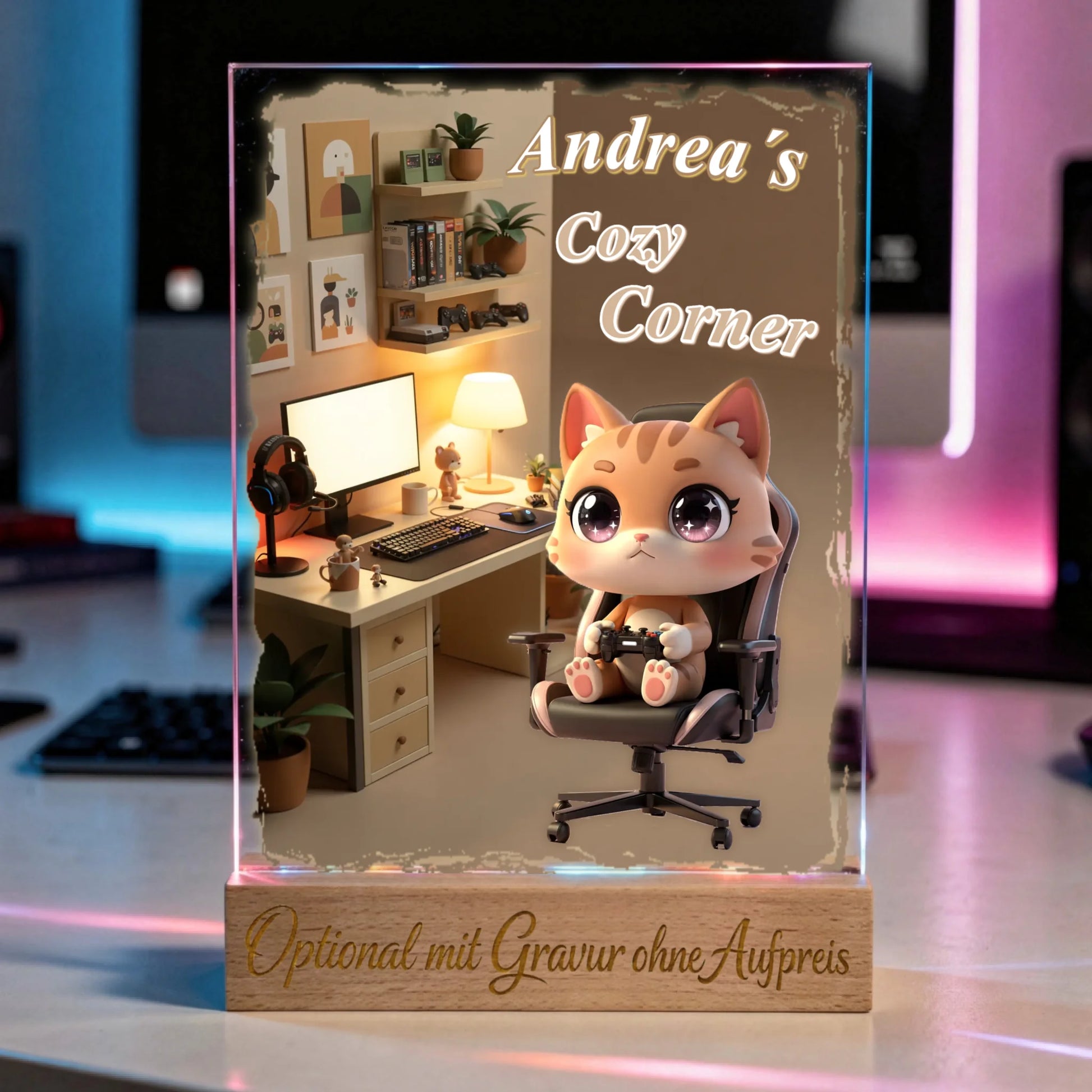 cozy-gaming-deko-acryl-aufsteller-warm-setup-mit-wunschtier