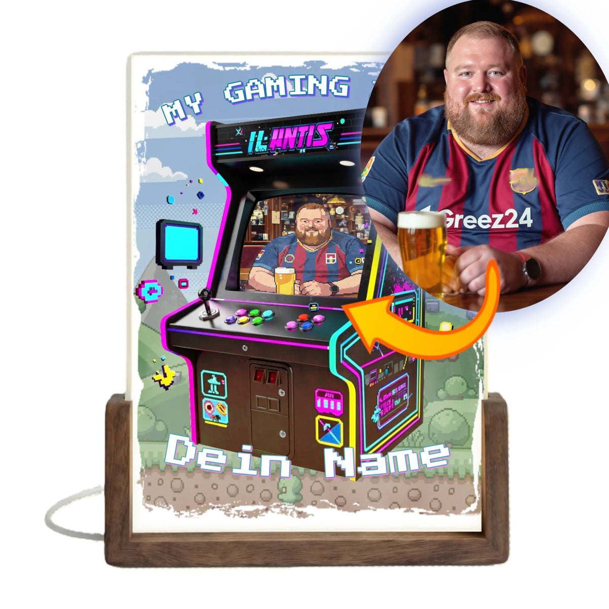 beispiel-der-fotopersonalisierung-vom-originalfoto-zum-8-bit-pixelbild-auf-dem-arcade-bildschirm