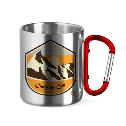 Edelstahltasse mit Karabinergriff "Camping Cup"