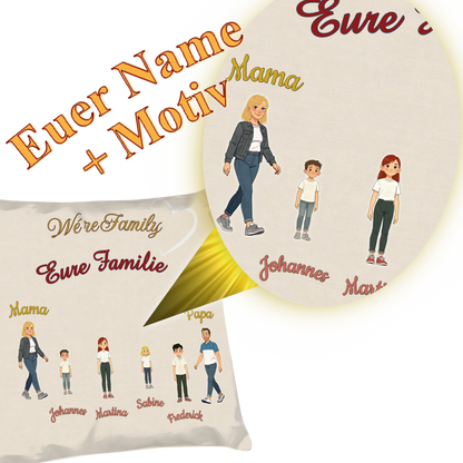 kissen-familie-vorderseite-detailansicht-personalisierte-cartoon-familie