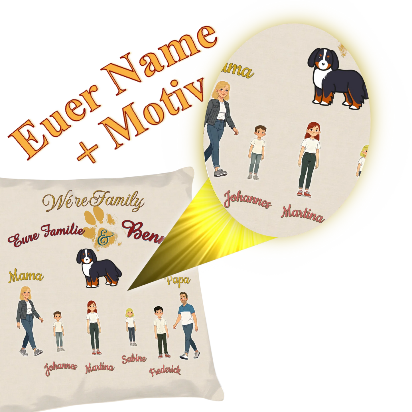 familien-kissen-detailansicht-personalisierung-mit-namen-und-illustrierten-personen-40x40-cm-vorderseite