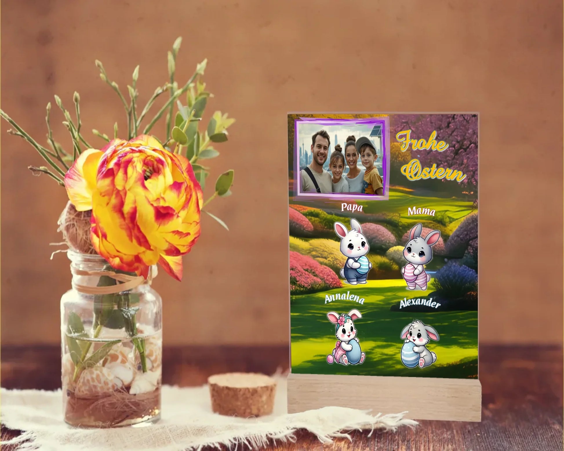 fotoaufsteller-15x20cm-frohe-ostern-mit-familienfoto-personalisierter-osterhasen-familie-und-graviertem-standfuss