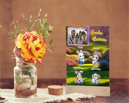 fotoaufsteller-15x20cm-frohe-ostern-mit-familienfoto-personalisierter-osterhasen-familie-und-graviertem-standfuss
