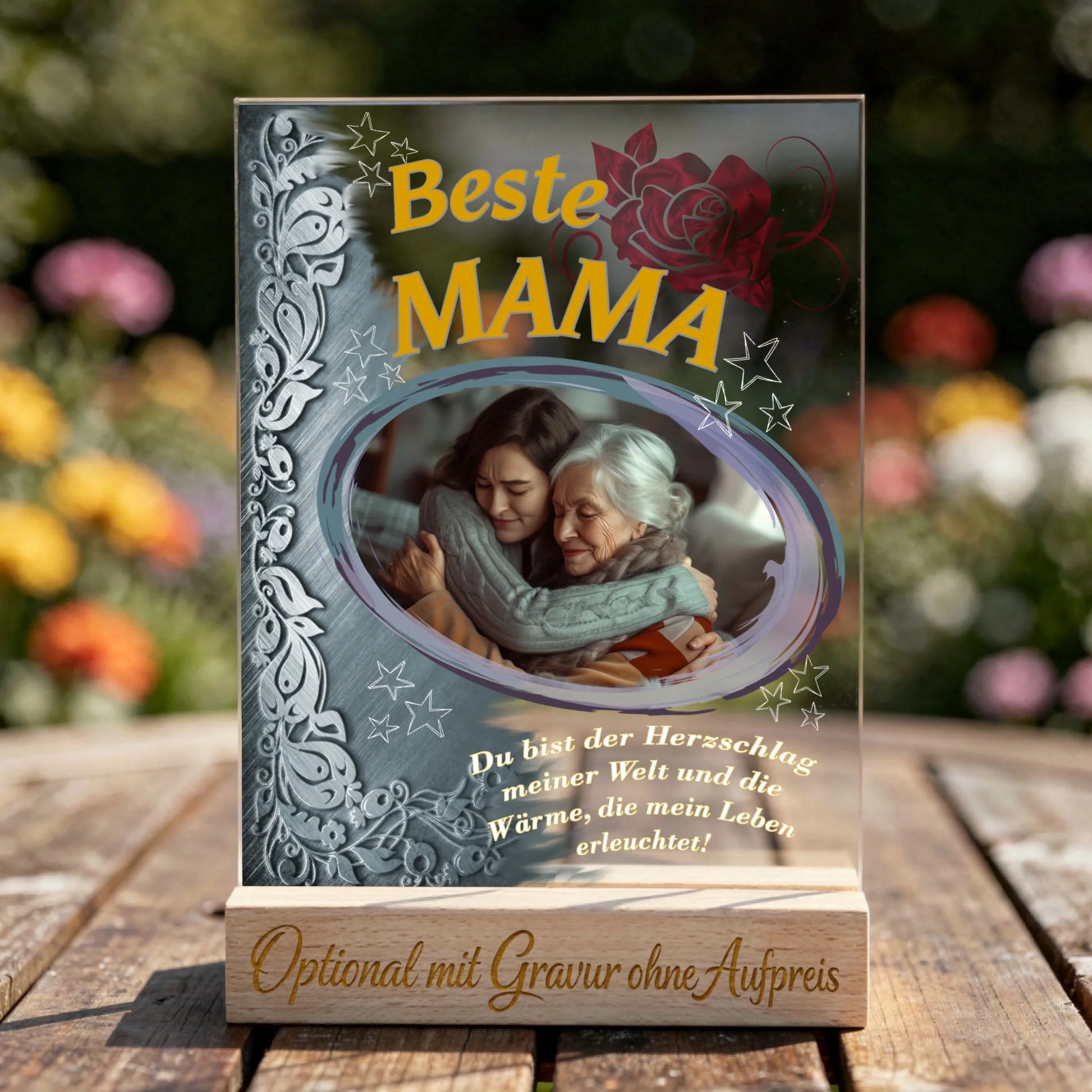 geschenk-zum-muttertag-acrylglas-fotoaufsteller-beste-mama-mit-text-und-graviertem-standfuss-aus-echtholz
