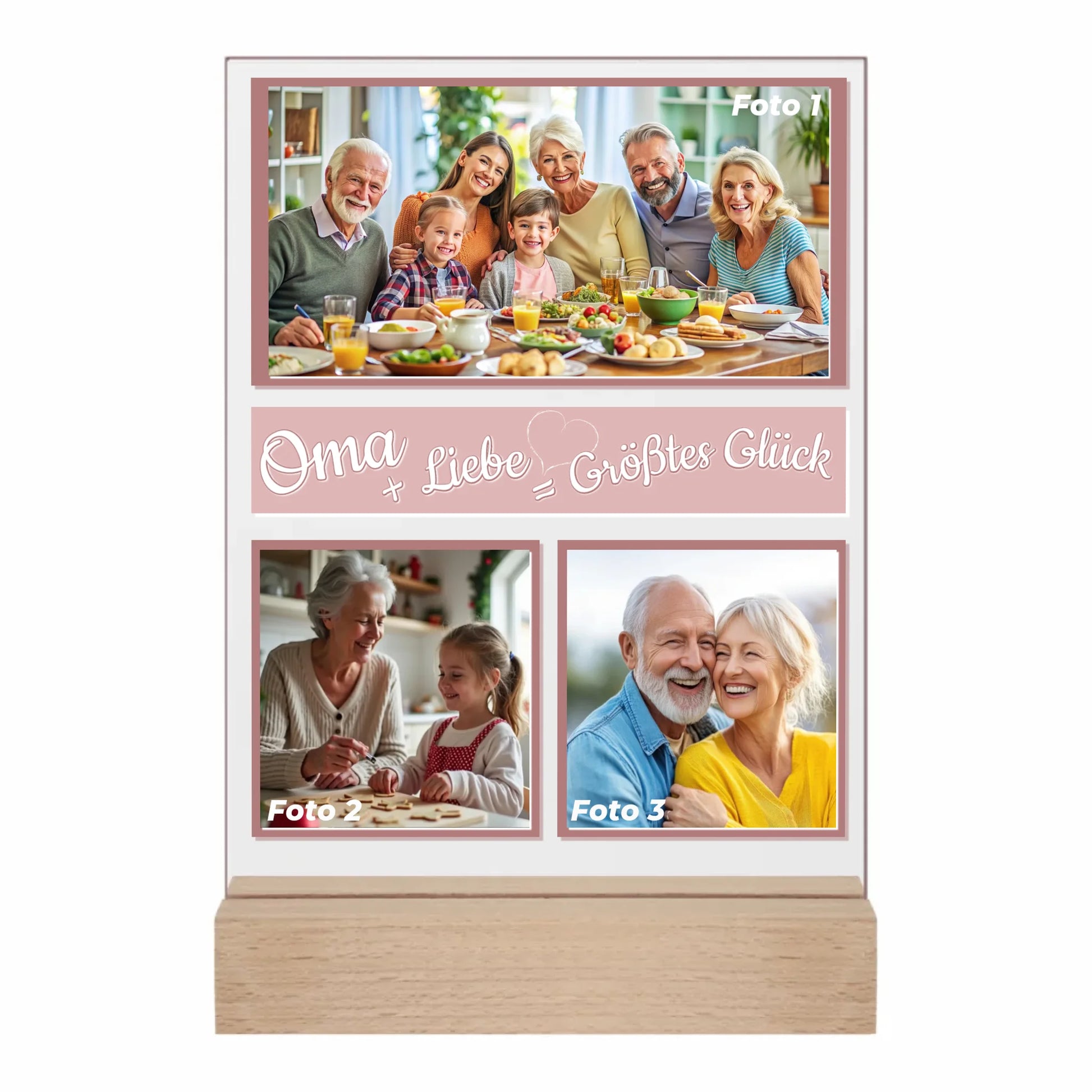 personalisiertes-acrylglas-15x20cm-für-oma-mit-fotocollage-und-standfuß-aus-holz