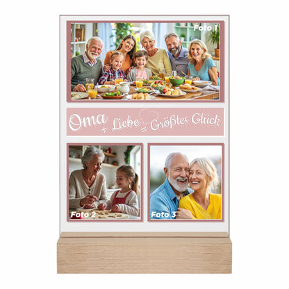 personalisiertes-acrylglas-15x20cm-für-oma-mit-fotocollage-und-standfuß-aus-holz