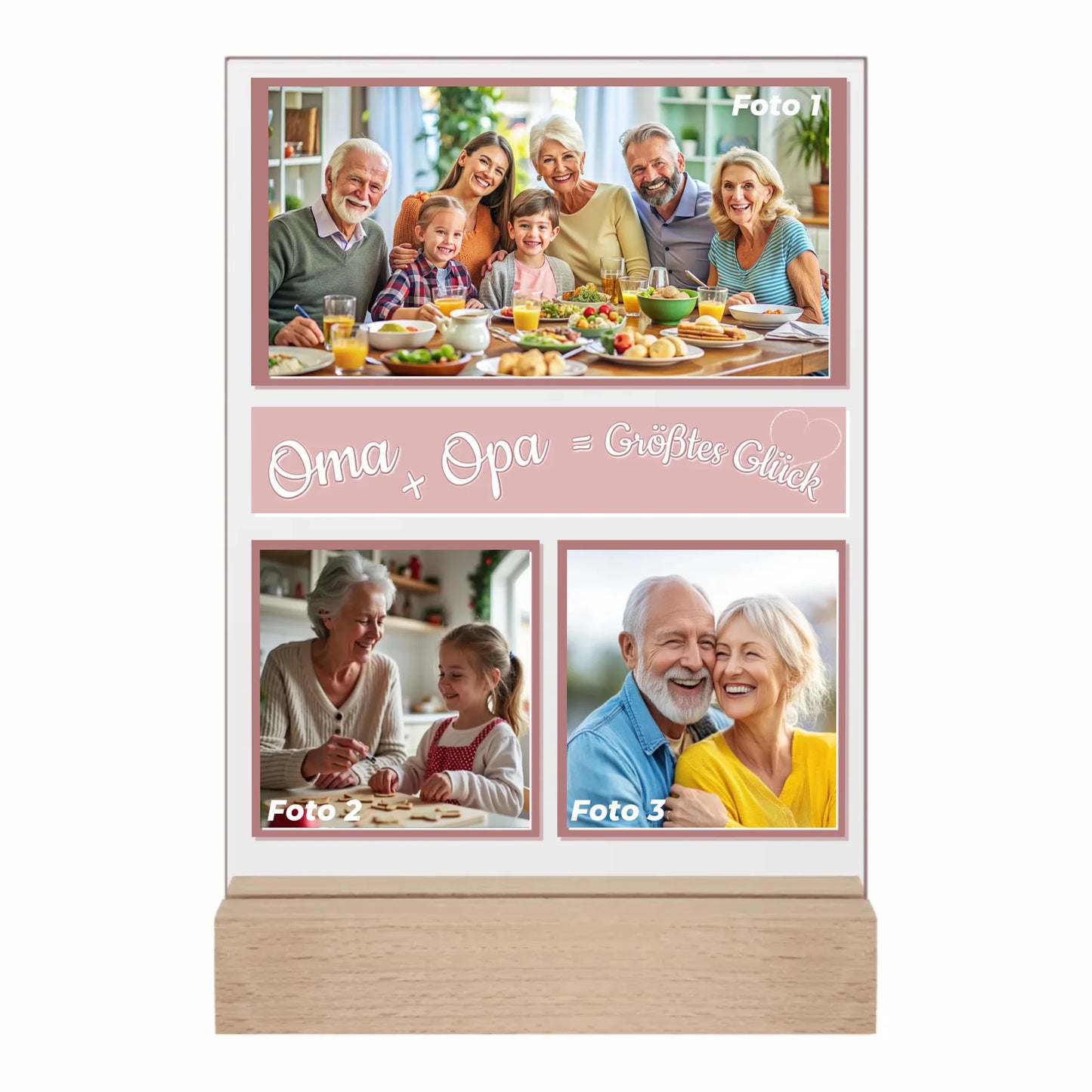 acrylglas-fotoaufsteller-15x20cm-mit-standfuß-und-fotocollage-für-oma-und-opa-mit-3-bildern-und-schriftzug-oma-plus-opa-ist-gleich-größtes-glück