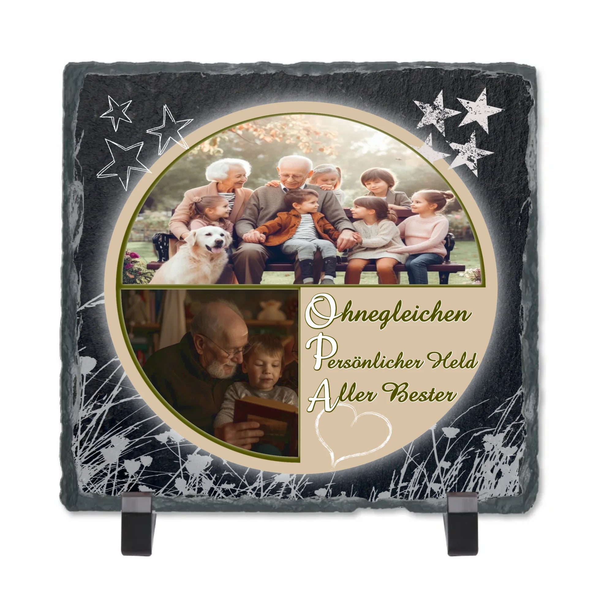personalisiertes-geschenk-fuer-opa-zu-weihnachten-schieferplatte-mit-zwei-fotos-text-und-standfuss