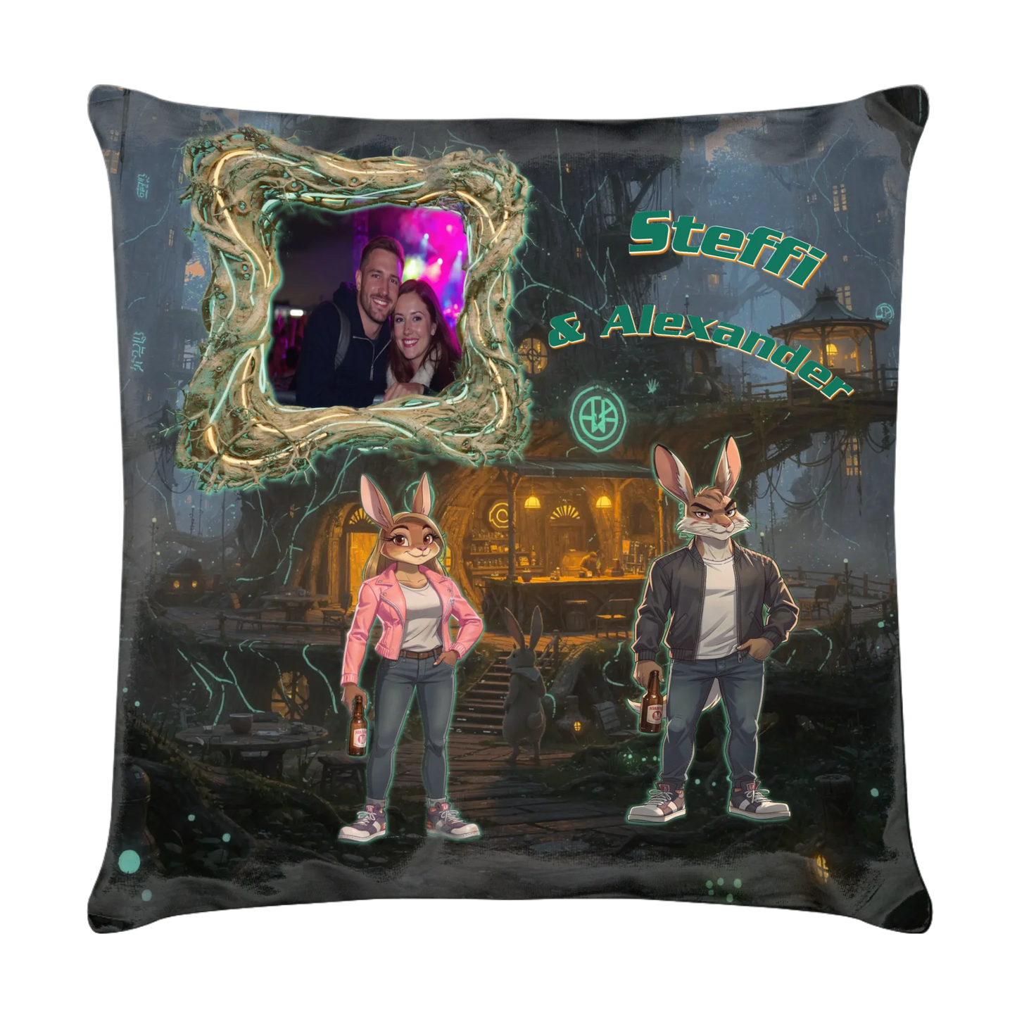 osterkissen-40x40-personalisiertes-hasen-paar-mit-namen-und-foto-vorderseite