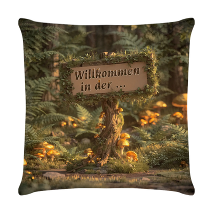 die-gruene-rueckseite-des-gaming-kissen-40x40-cm-mit-einem-hochwertigen-beidseitigen-druck-eines-holzschilds-im-farnwald