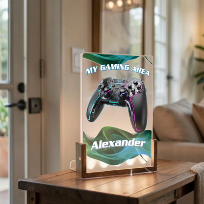 personalisierte-led-lampe-mit-controller-motiv-als-geschenk-fuer-gamer-auf-wohnzimmertisch