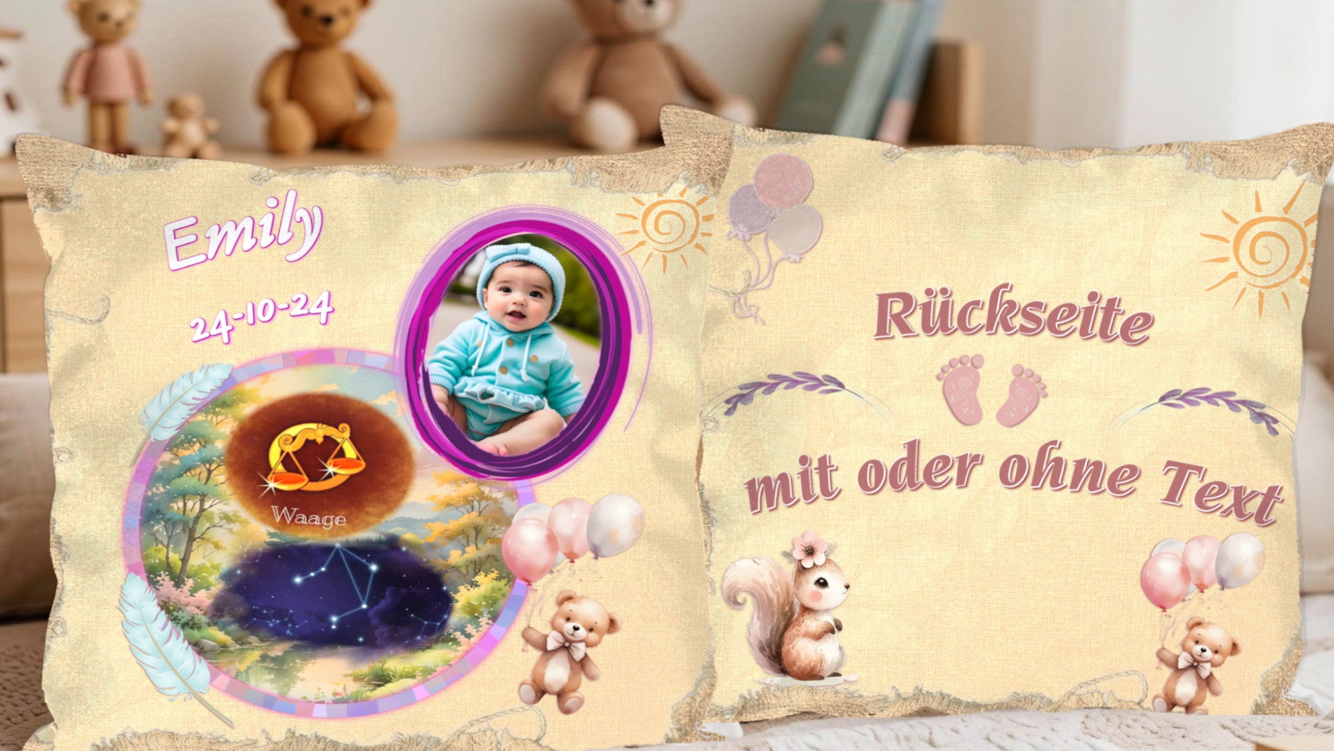 kissen-baby-zur-geburt-eines-maedchens-mit-sternzeichen-namen-datum-und-foto-optional-mit-wunschtext-auf-rueckseite-design-in-zarten-rosa-mit-teddy-fußabdruck-und-luftballon-motiven