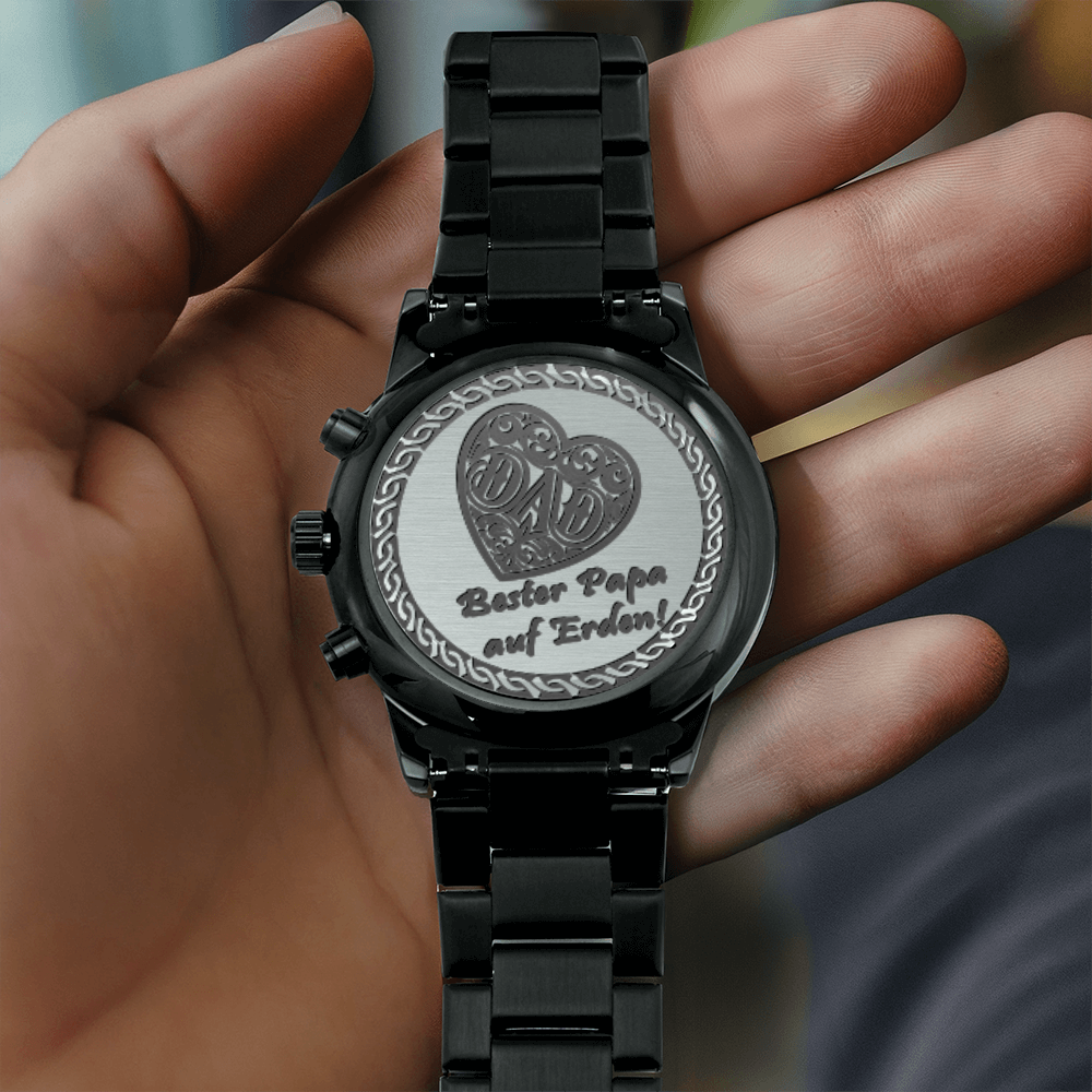 Gravierte Herrenuhr "Bester Papa" – Ein Geschenk mit Herz - Greez24
