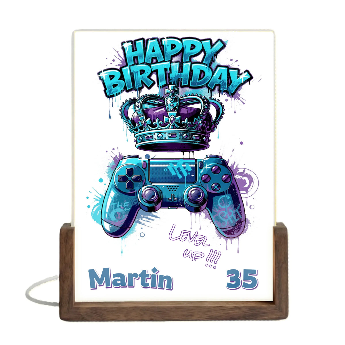 happy-birthday-controller-blau-mit-krone-level-up-wunschname-und-alter