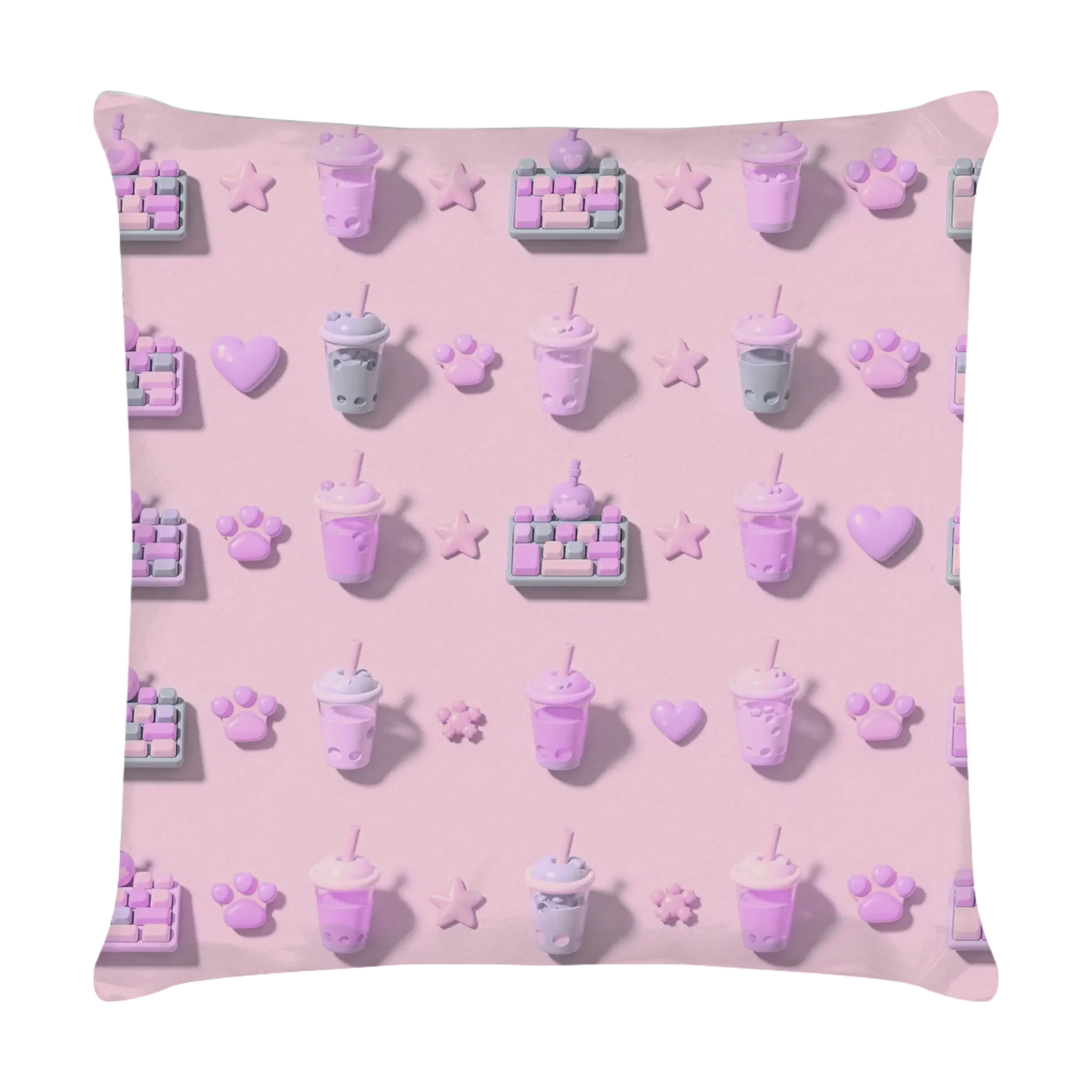 die-gemusterte-rueckseite-des-gaming-kissens-mit-hochwertigem-beidseitigen-druck-aus-mini-tastaturen-und-bubble-tea