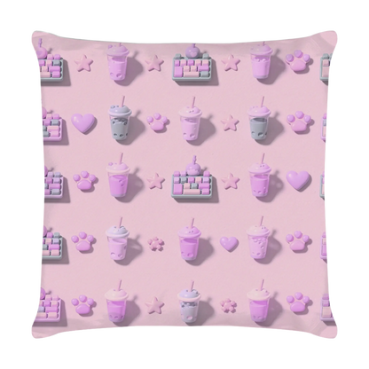 die-gemusterte-rueckseite-des-gaming-kissens-mit-hochwertigem-beidseitigen-druck-aus-mini-tastaturen-und-bubble-tea