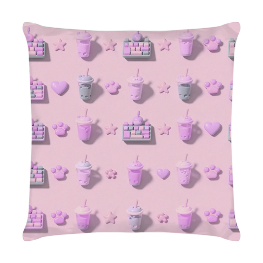 die-gemusterte-rueckseite-des-gaming-kissens-mit-hochwertigem-beidseitigen-druck-aus-mini-tastaturen-und-bubble-tea