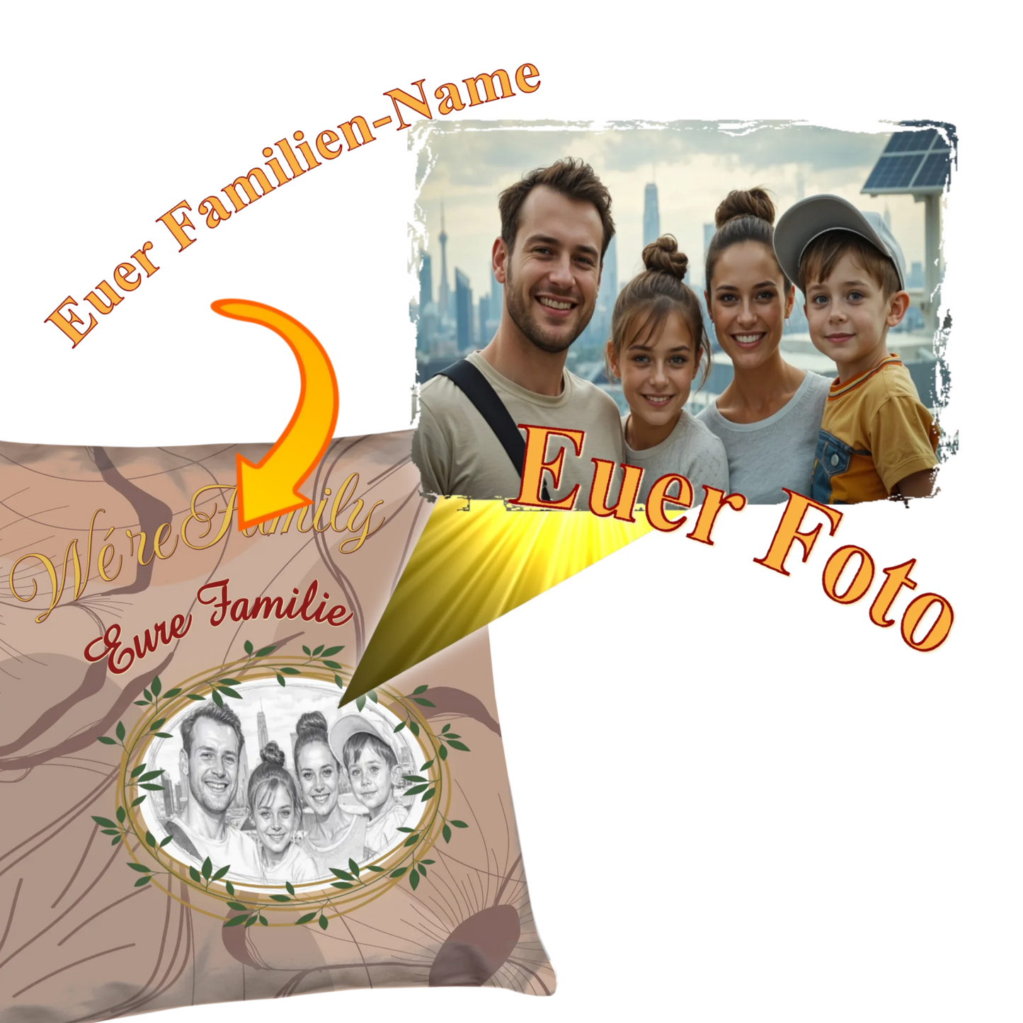 kissen-familie-detail-personalisierung-mit-foto-als-zeichnung-40x40-cm-braun-vorderseite