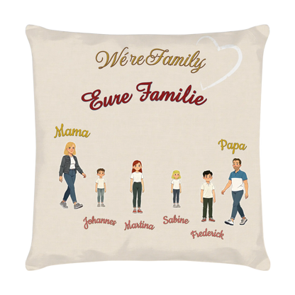 kissen-familie-40x40-cm-cremefarben-vorderseite-personalisiert-mit-namen-und-cartoon-familie
