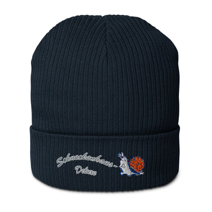 mütze-beanie-baumwolle-bestickt-mit-motiv-schneckenhaus-deluxe-schnecke-navy-blau