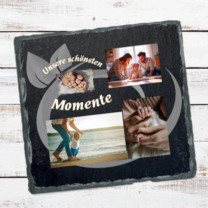 personalisierte-schieferplatte-15x15cm-schwarz-nikolausgeschenk-nachbarn-mit-drei-fotos-und-ausgewählten-motiv-mit-personaliserbaren-schriftzug-unsere-schönsten-momente