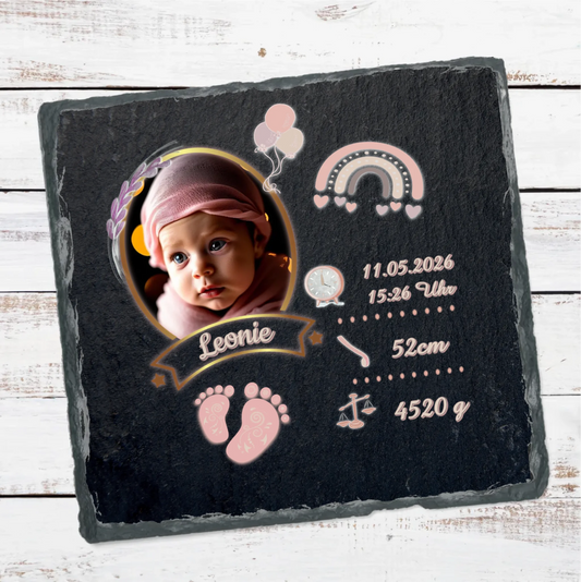 schieferplatte-personalisiert-mit-foto-und-geburtsdaten-in-rosa-design-15x15-cm