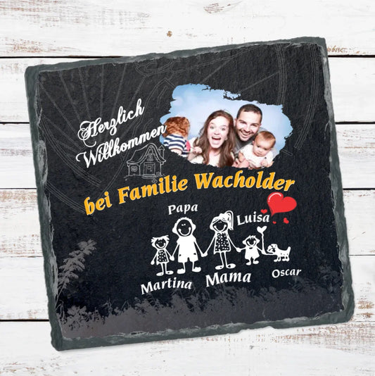 personalisierte-schieferplatte-quadratisch-15x15-cm-design-mit-namen-und-motiven-nach-wahl-und-familienfoto