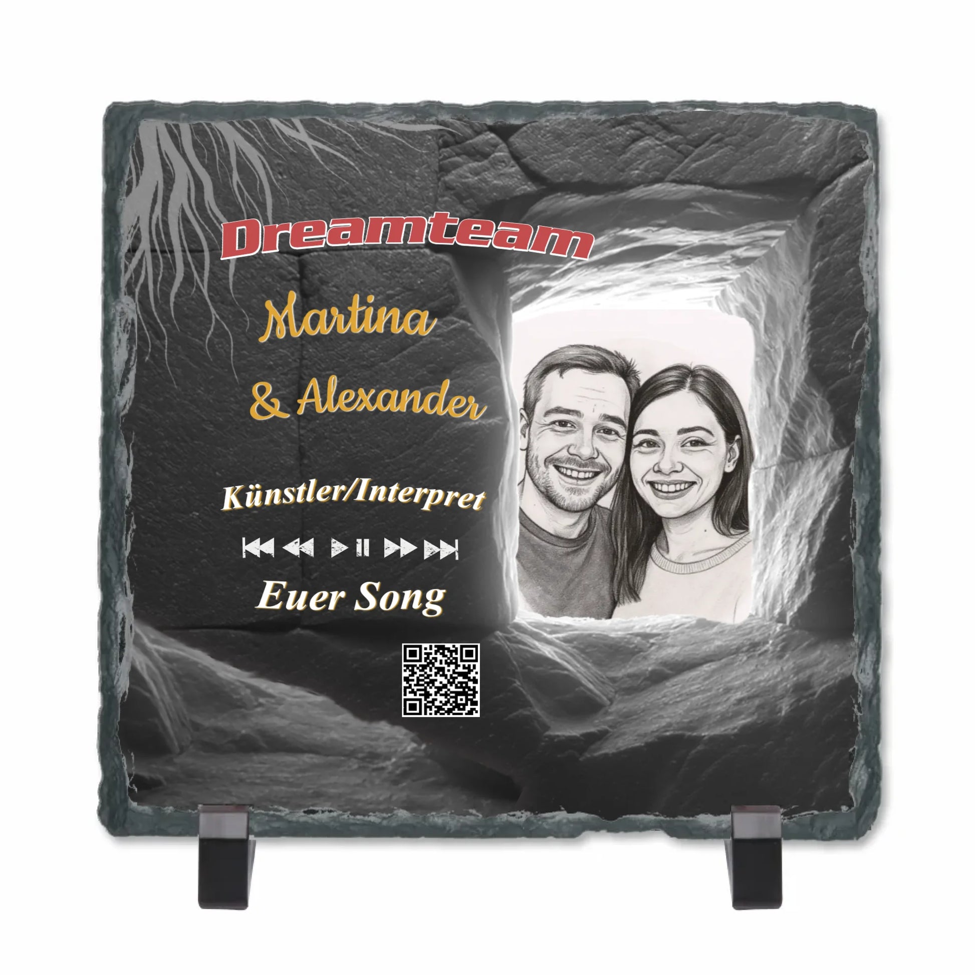 spotify-geschenk-mit-portait-zeichnung-nach-foto-personalisierte-schieferplatte-mit-namen
