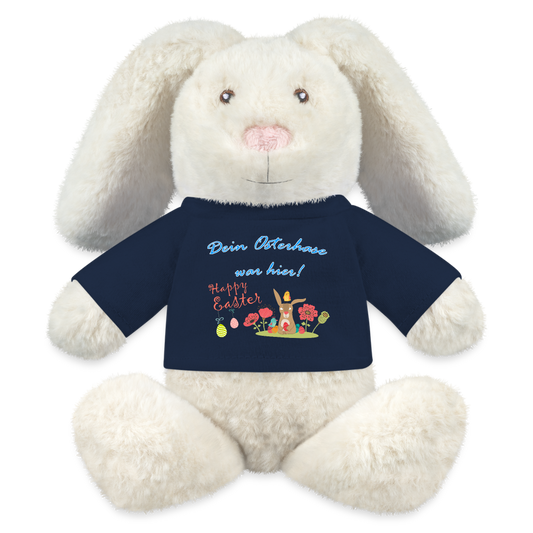 stofftier-hase-mit-navy-blauen-shirt-mit-lustigem-hasenmotiv-und-aufschrift-dein-osterhase-war-hier